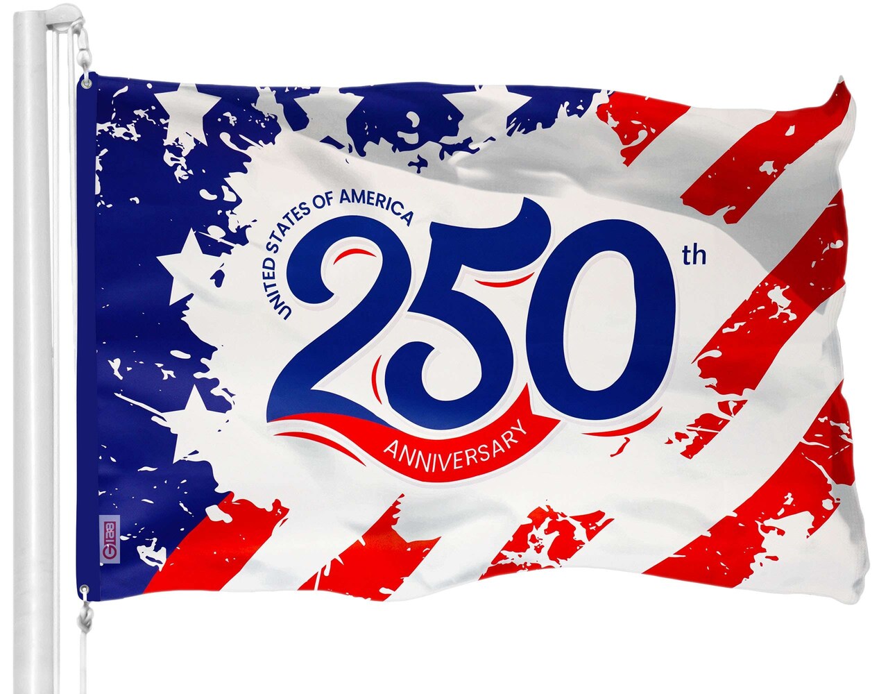 G128 USA 250th Anniversary Red Stripes Flag | 3x5 Ft | Double Sided Printed 150D Polyester | America 1776-2026 Patriotic Banner with Brass Grommets | Durable Indoor/Outdoor Celebration Flag